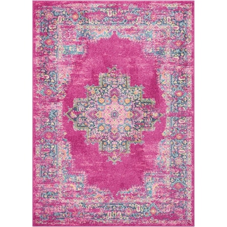 Palacedesigns 5 x 7 ft. Fuchsia & Blue Distressed Area Rug PA3659365